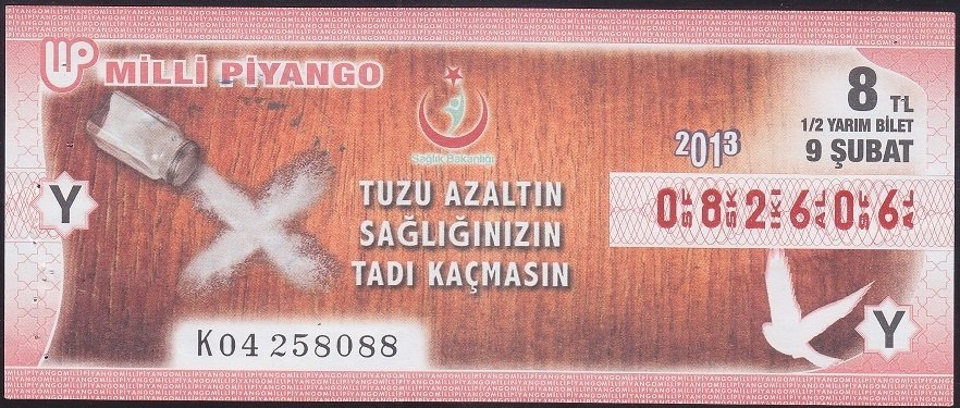 2013 9 ŞUBAT YARIM BİLET Y SERİSİ