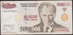 7.Emisyon 5 000 000 Lira I84 859603 Çok Temiz