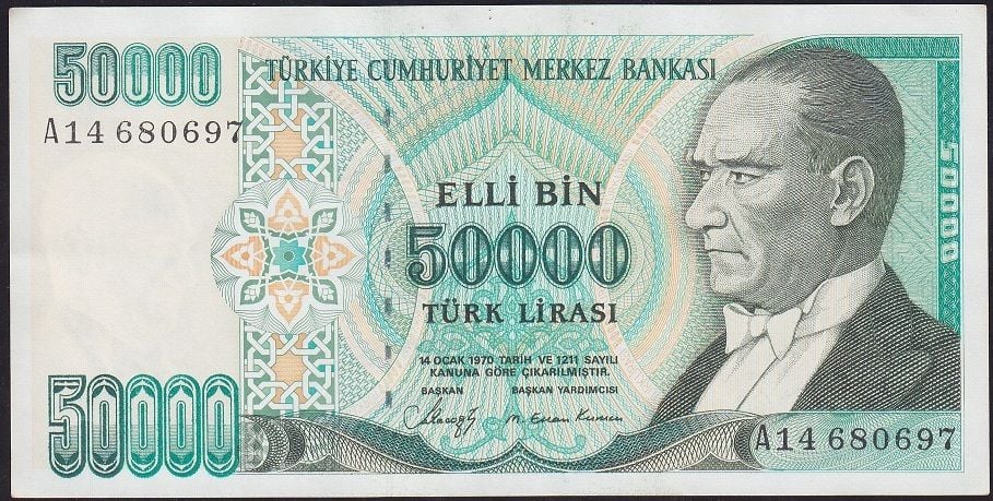 7.Emisyon 1.Tertip 50000 Lira A14 680697 Çilaltı Çil