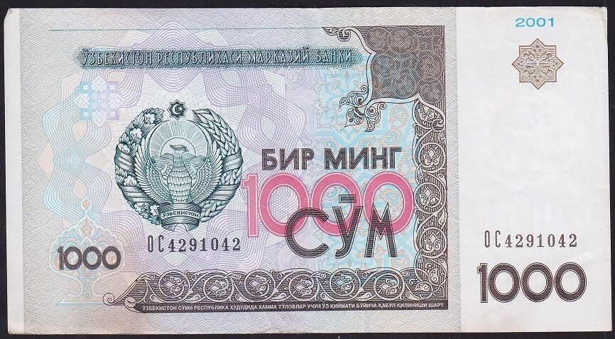 Özbekistan 1000 CYM 2001 Çok Temiz+