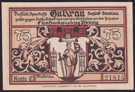 Almanya 75 Pfennig Notgeld 1922 Çil