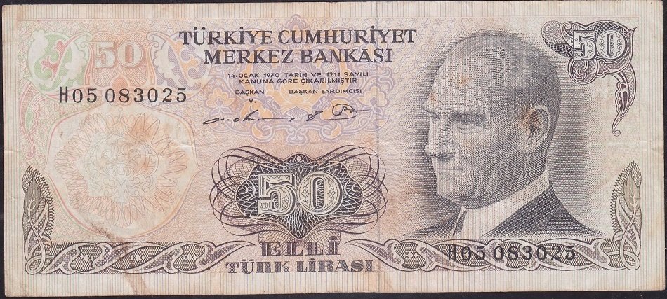 6.Emisyon 1.Tertip 50 Lira H05 083025 Çok Temiz