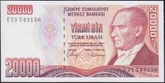 7.Emisyon 1.Tertip 20000 Lira E71 743156 Çil