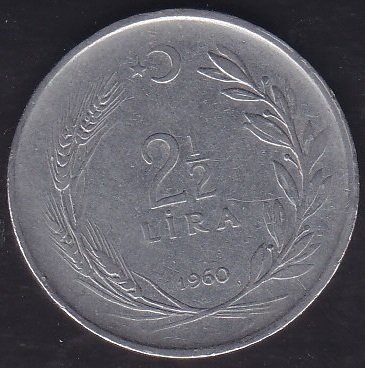 1960 Yılı 2.5 Lira Düz