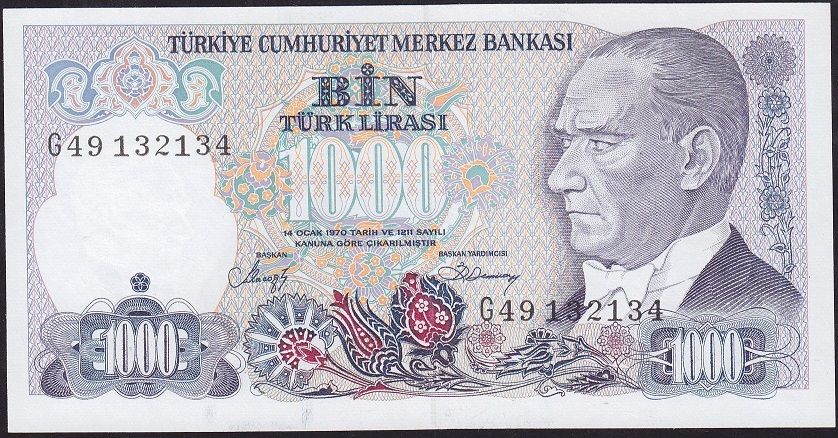 7.Emisyon 2.Tertip 1000 Lira G49 132134 Çil