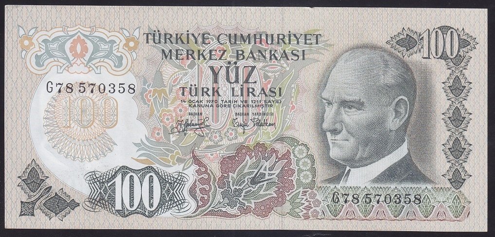 6.EMİSYON 2.TERTİP 100 LİRA G78 570358 ÇÇT +