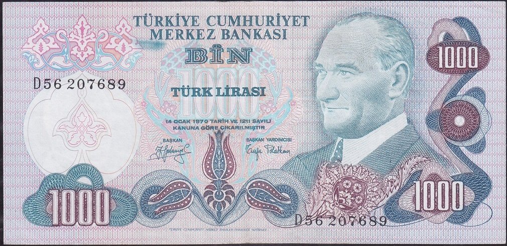 6.Emisyon 2.Tertip 1000 Lira D56 207689 Çok Çok Temiz +