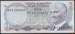 6.Emisyon 2.Tertip 5 Lira K73 245060 Çilaltı Çil