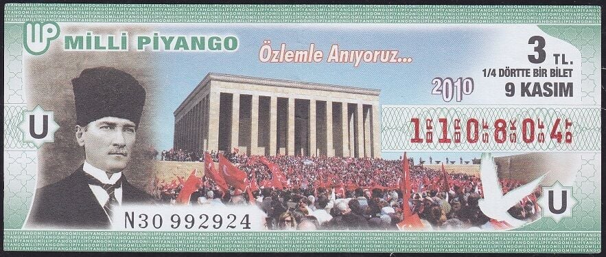 2010 9 Kasım Çeyrek Bilet - U Serisi
