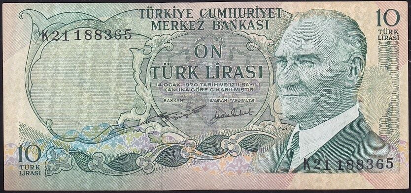6.Emisyon 2.Tertip 10 Lira K21 188365 Çok Temiz+