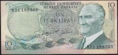 6.Emisyon 2.Tertip 10 Lira K21 188365 Çok Temiz+