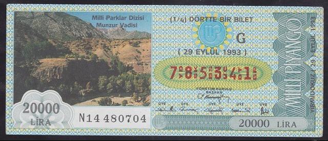 1993 29 EYLÜL ÇEYREK BİLET G SERİSİ