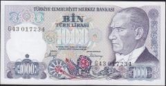 7.Emisyon 2.Tertip 1000 Lira G43 017234 Çil