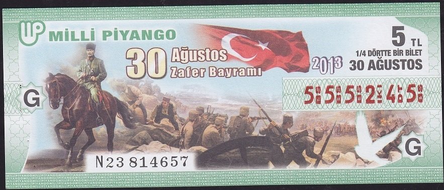 2013 30 Ağustos Çeyrek Bilet - G Serisi