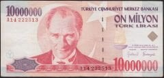 7.Emisyon 10 000 000 Lira A14 222513 Çok Temiz
