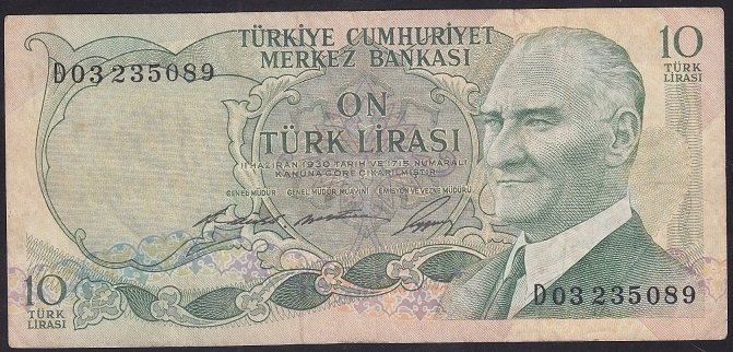 6.EMİSYON 1.TERTİP 10 LİRA D03 235089 ÇOK TEMİZ