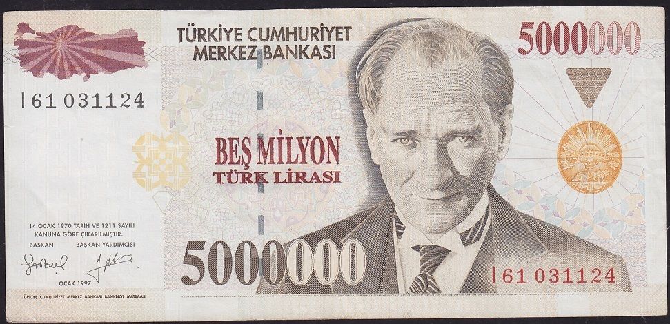 7.Emisyon 5 000 000 Lira I61 031124 Çok Temiz+