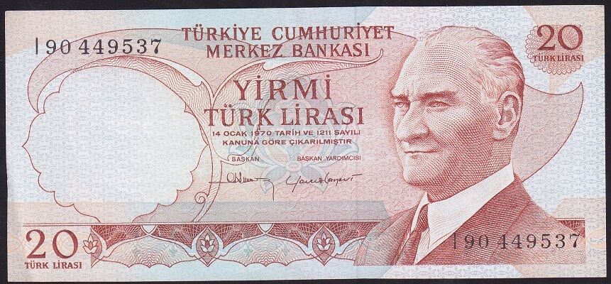 6.Emisyon 4.Tertip 20 Lira I90 449537 Çilaltı Çil