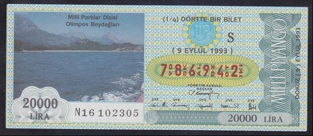 1993 9 EYLÜL ÇEYREK BİLET S SERİSİ