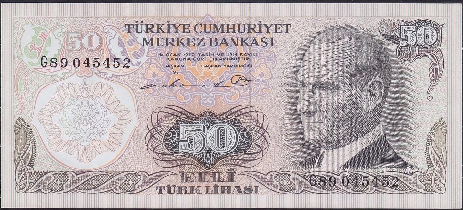 6.Emisyon 1.Tertip 50 Lira G89 045452 Çil