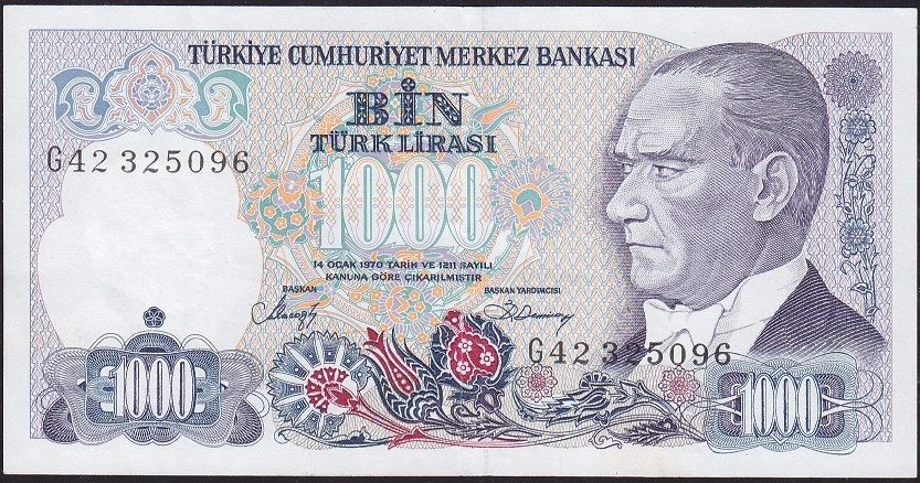 7.Emisyon 2.Tertip 1000 Lira G42 325096 Çok Çok Temiz+