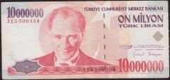 7.Emisyon 10 000 000 Lira A13 500324 Çok Temiz