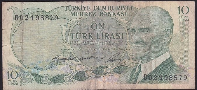 6.EMİSYON 1.TERTİP 10 LİRA D02 198879 ÇOK TEMİZ