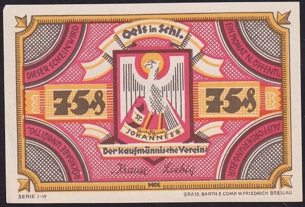 Almanya 75 Pfennig Notgeld 1920 Çil