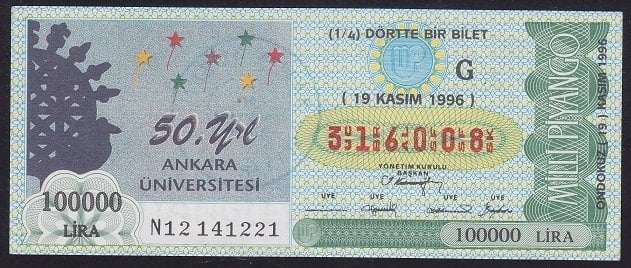 1996 19 KASIM ÇEYREK BİLET