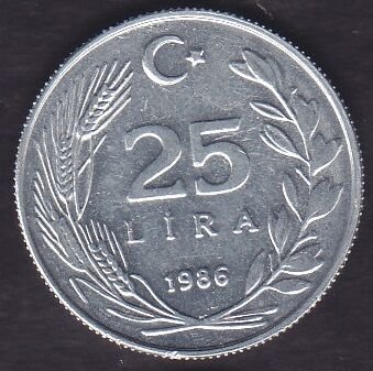 1986 Yılı 25 Lira