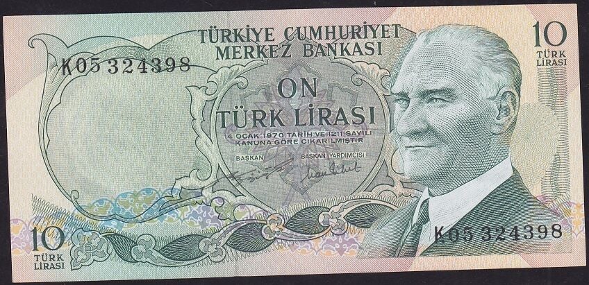 6.Emisyon 2.Tertip 10 Lira K05 324398 Çilaltı