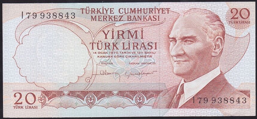 6.Emisyon 4.Tertip 20 Lira I79 938843 Çilaltı