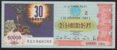1993 30 AĞUSTOS YARIM BİLET Z SERİSİ