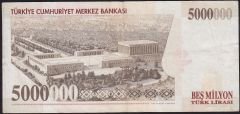 7.Emisyon 5 000 000 Lira G86 525691 Çok Temiz+