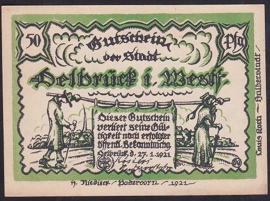 ALMANYA 50 PFENNİNG NOTGELD 1921 ÇİL