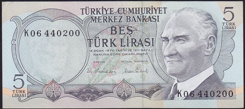 6.Emisyon 2.Tertip 5 Lira K06 440200 Çilaltı Çil