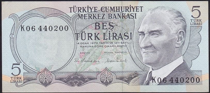 6.Emisyon 2.Tertip 5 Lira K06 440200 Çilaltı Çil