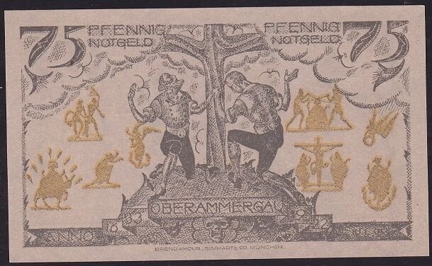 Almanya 75 Pfennig Notgeld 1921 Çil Filigranlı