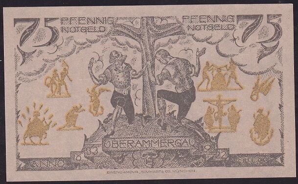 Almanya 75 Pfennig Notgeld 1921 Çil Filigranlı