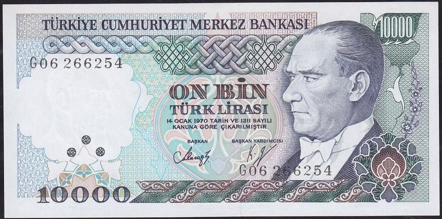 7.Emisyon 3.Tertip 10000 Lira G06 266254 Çil