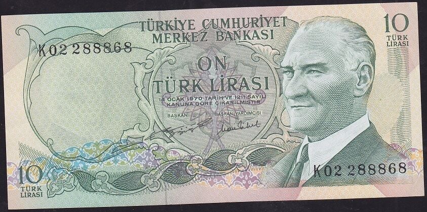 6.Emisyon 2.Tertip 10 Lira K02 288868 Çilaltı