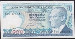 7.Emisyon 2.Tertip 500 Lira E05 434341 Çilaltı