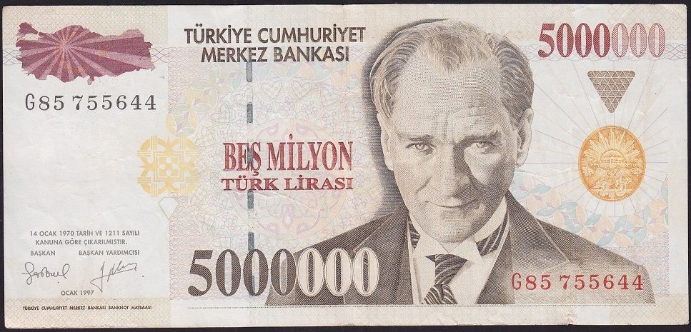 7.Emisyon 5 000 000 Lira G85 755644 Çok Temiz