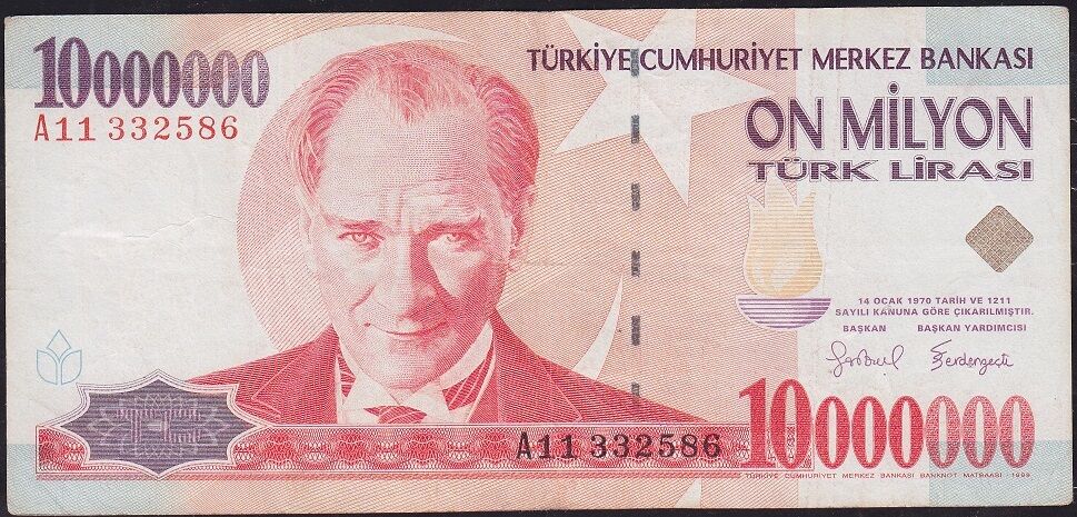 7.Emisyon 10 000 000 Lira A11 332586 Çok Temiz