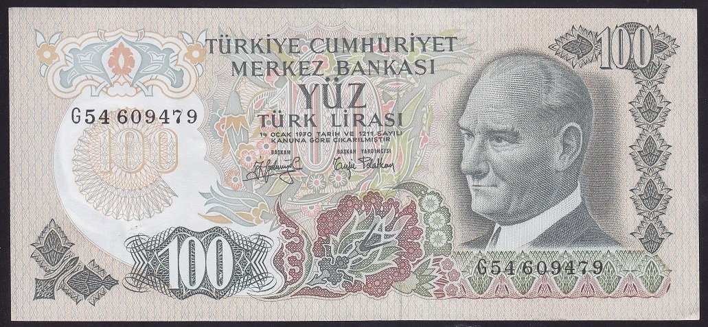 6.EMİSYON 2.TERTİP 100 LİRA G54 609479 ÇÇT +