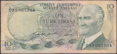 6.EMİSYON 1.TERTİP 10 LİRA C33 067504 ÇOK TEMİZ