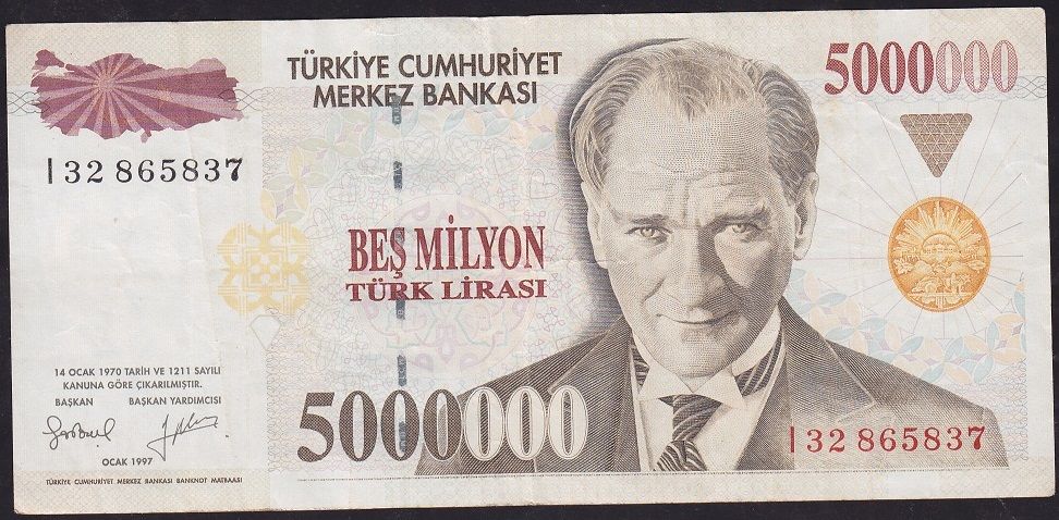 7.Emisyon 5 000 000 Lira I32 865837 Çok Temiz+
