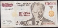 7.Emisyon 5 000 000 Lira I32 865837 Çok Temiz+