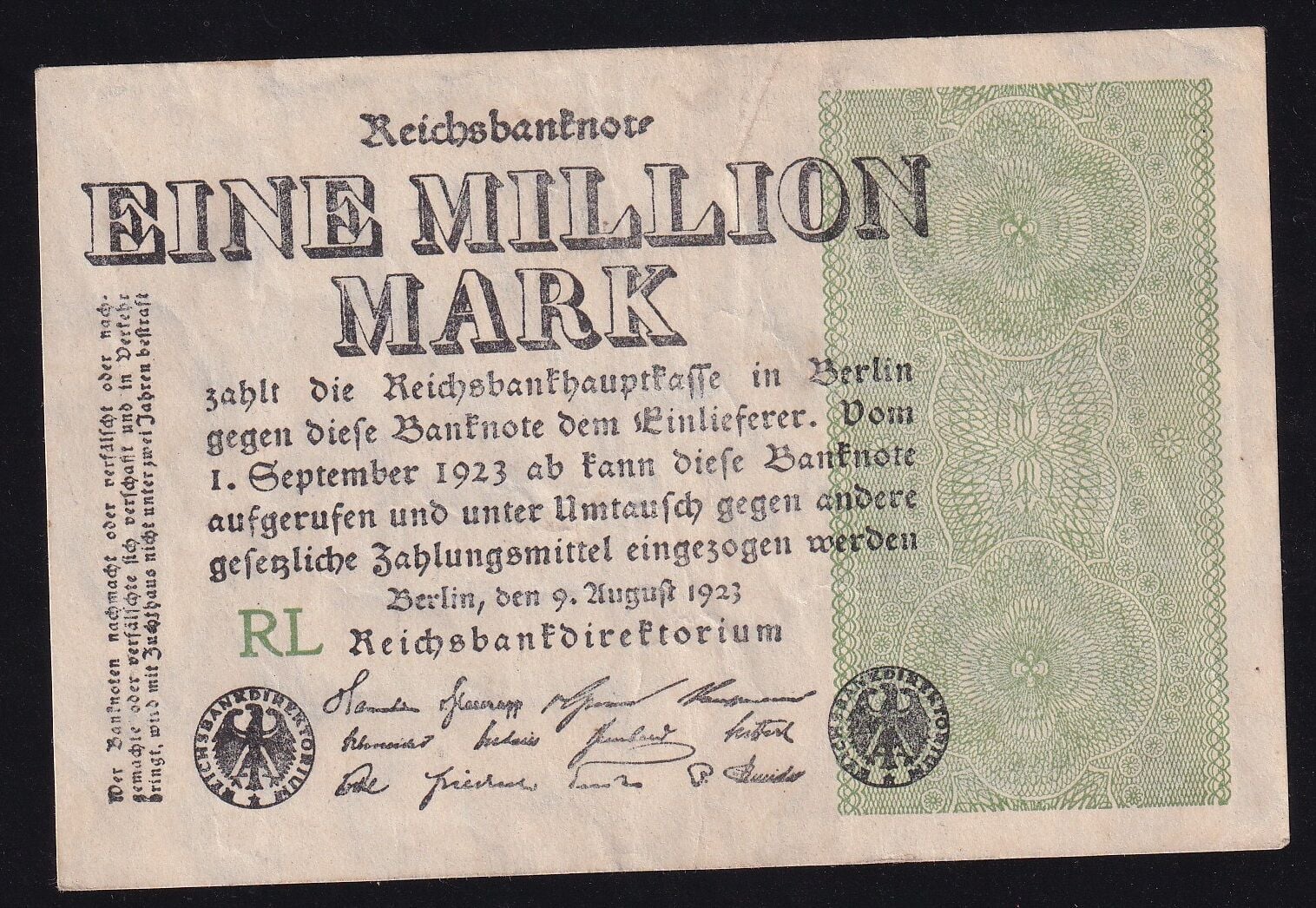 Almanya 1 Milyon Mark 1923 Çok Temiz+
