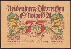 Almanya 75 Pfennig Notgeld 1921 Çilaltı Çil Filigranlı